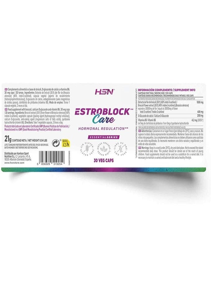HSN Estroblock Care Control Estrogens* | 30 Vegetable Capsules | Indol-3-Carbinol (I3C) + Calcium D-Glucarate + B6 | *Vitamin B6 Helps Regulate Hormone Activity | Vegan Gluten Free - Image 2